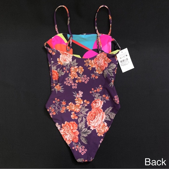 MAAJI Reversible Classic One Piece Floral & Geometric Print Swimsuit MEDIUM -NWT - Picture 4 of 9